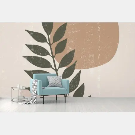 Wall mural boho minimalist botanical leaf print • Wallissimo®