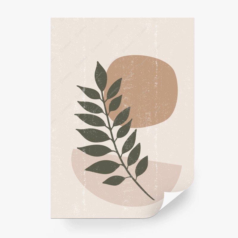Wall mural boho minimalist botanical leaf print