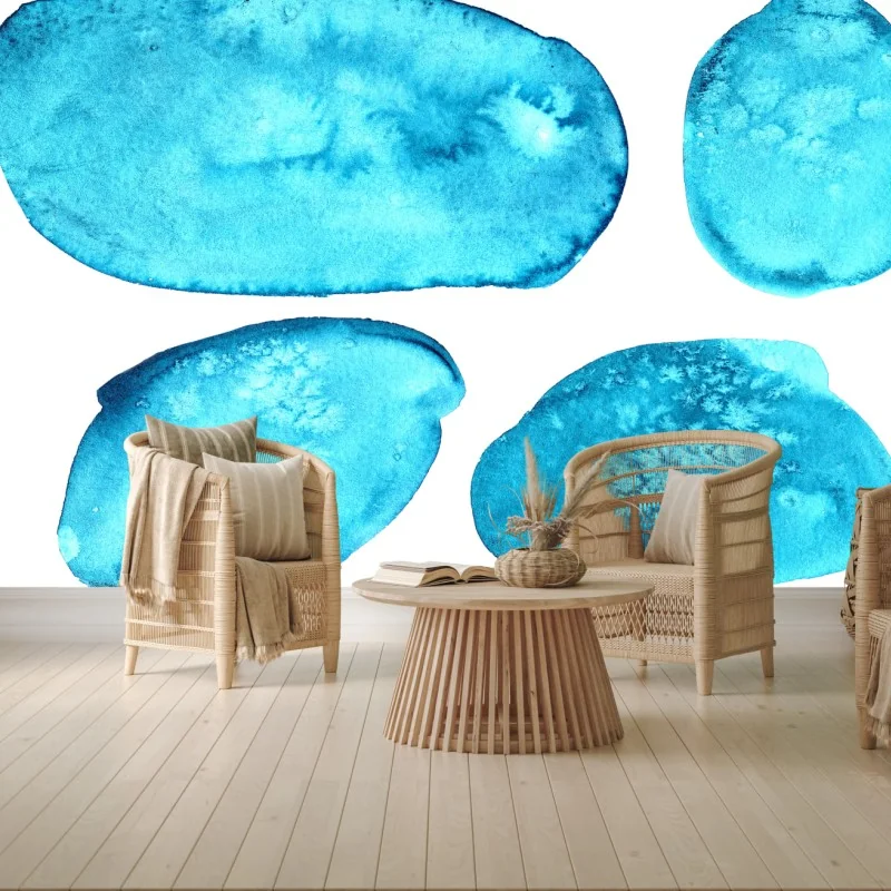 Wall mural turquoise watercolor abstract forms