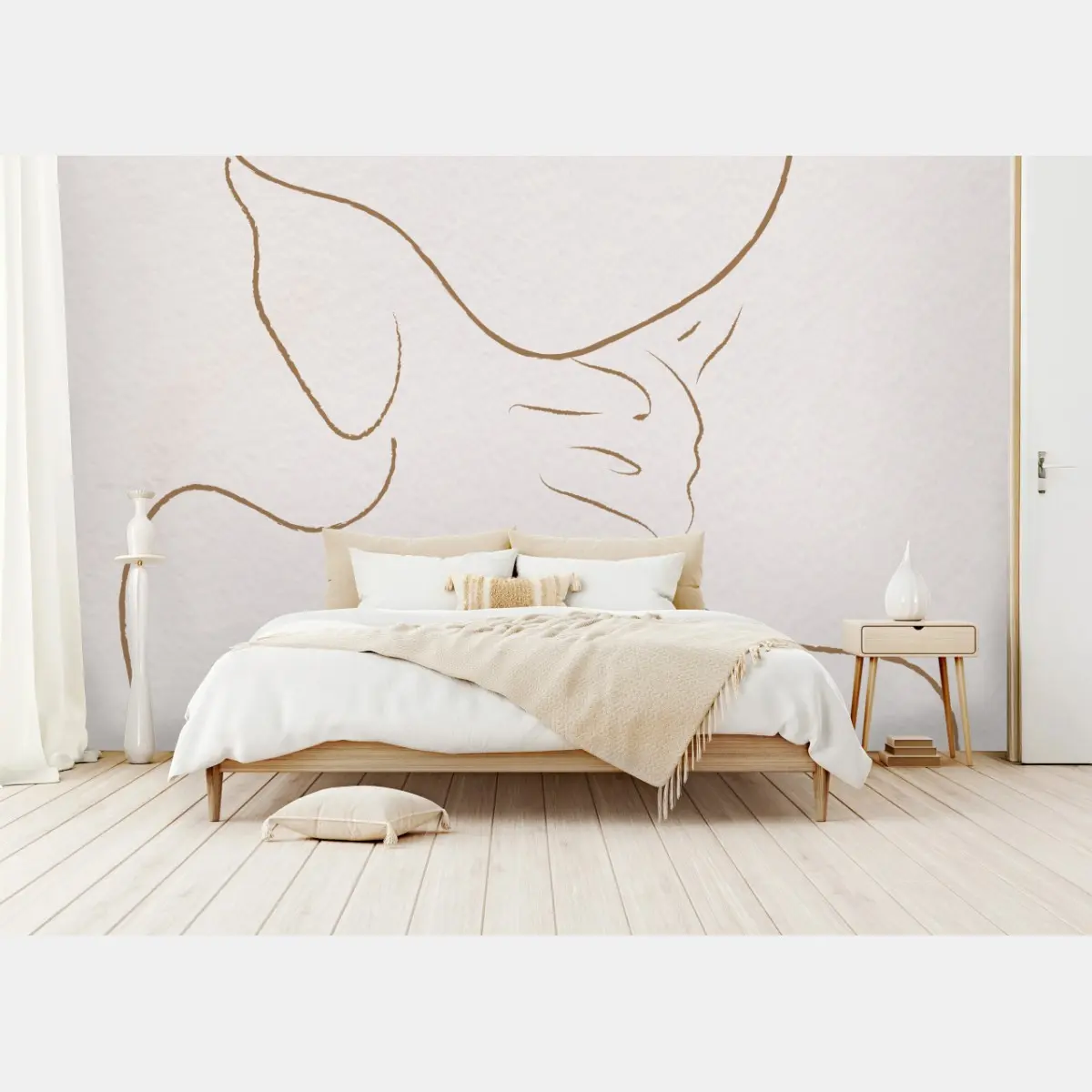 Wall mural elegant female line silhouette • Wallissimo®