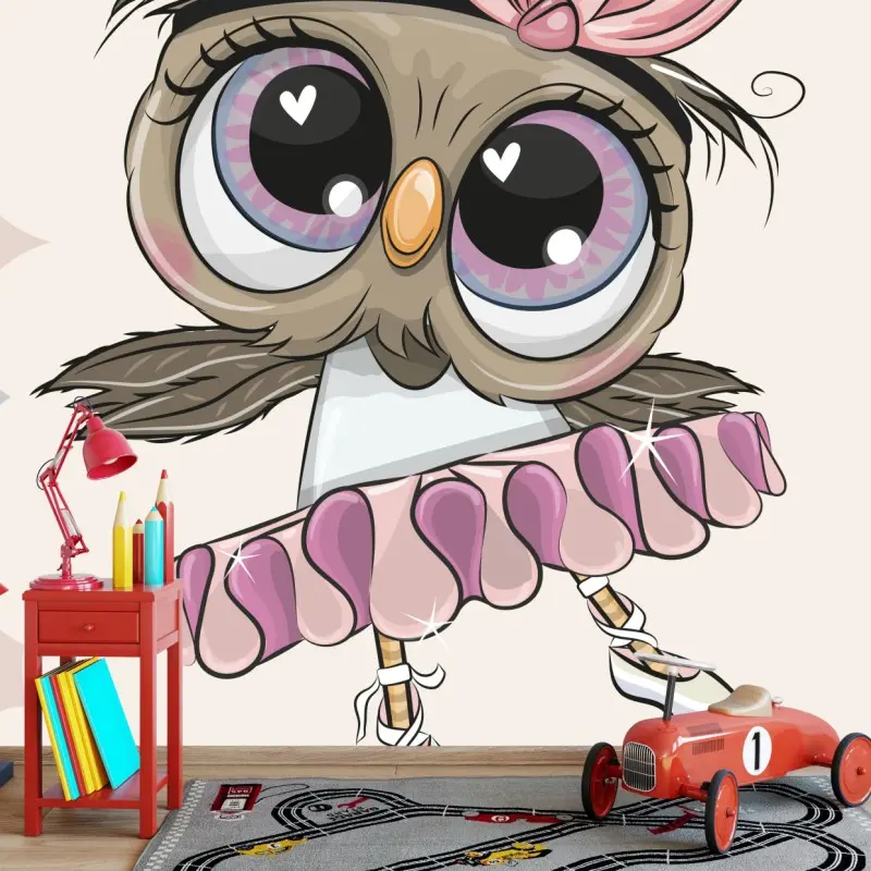 Wall mural cute owl ballerina in tutu