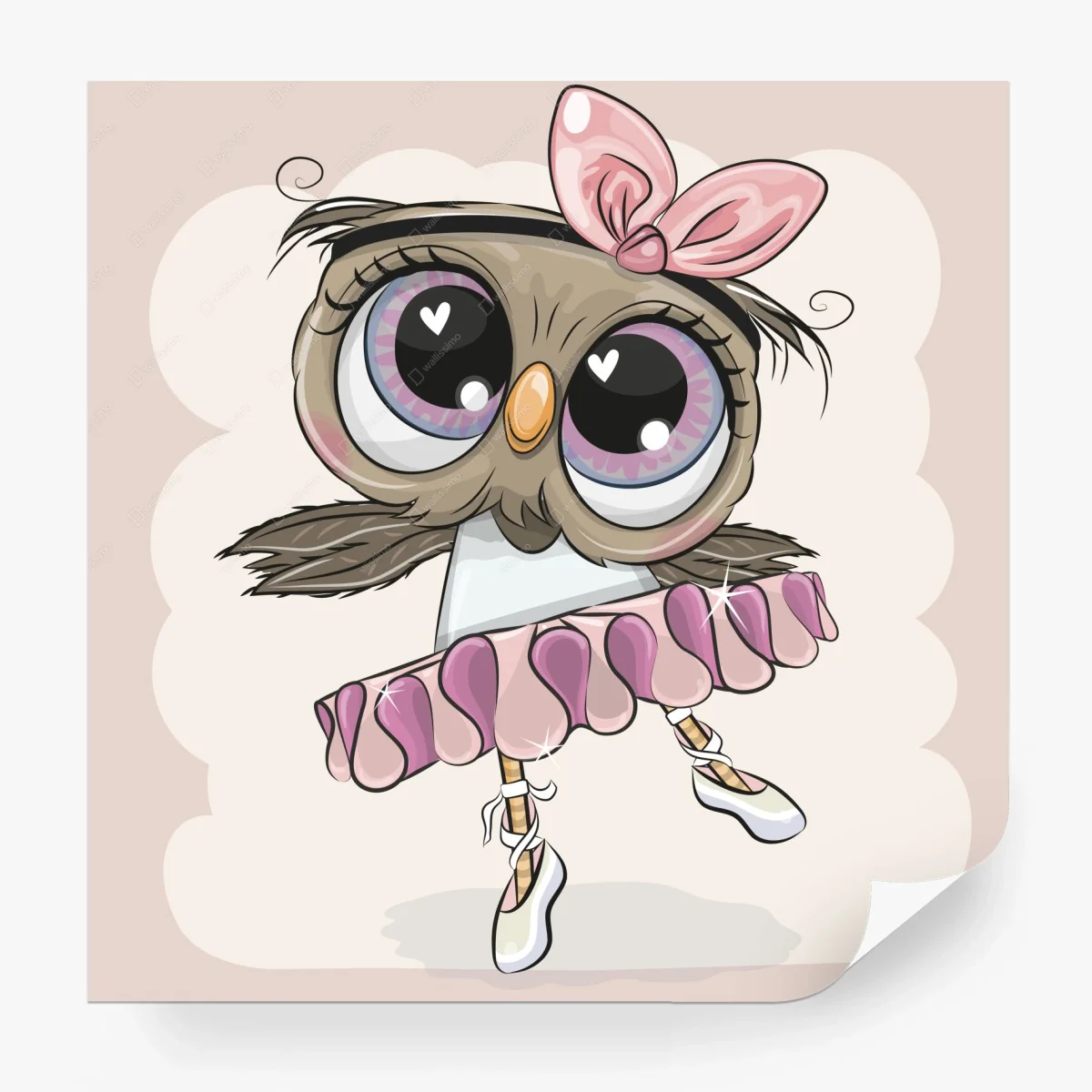 Wall mural cute owl ballerina in tutu • Wallissimo®