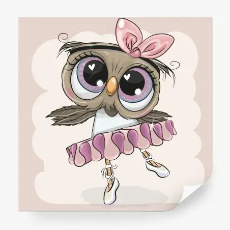 Wall mural cute owl ballerina in tutu • Wallissimo®
