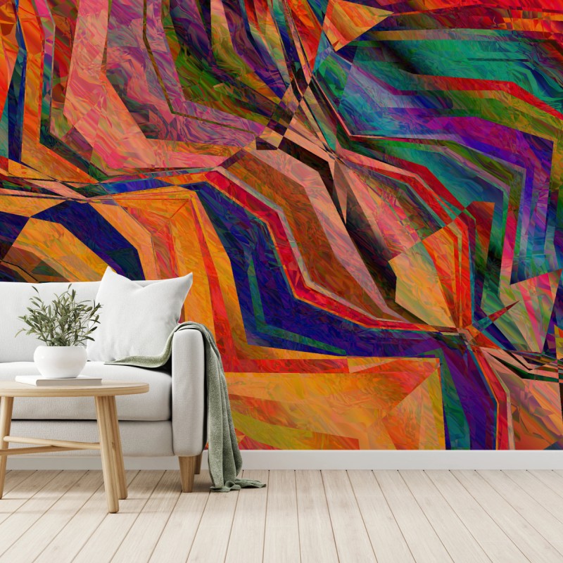 Wall mural vibrant geometric abstract composition