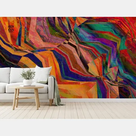 Wall mural vibrant geometric abstract composition • Wallissimo®