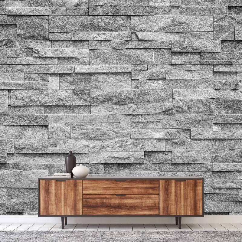 Wall mural textured gray stone wall