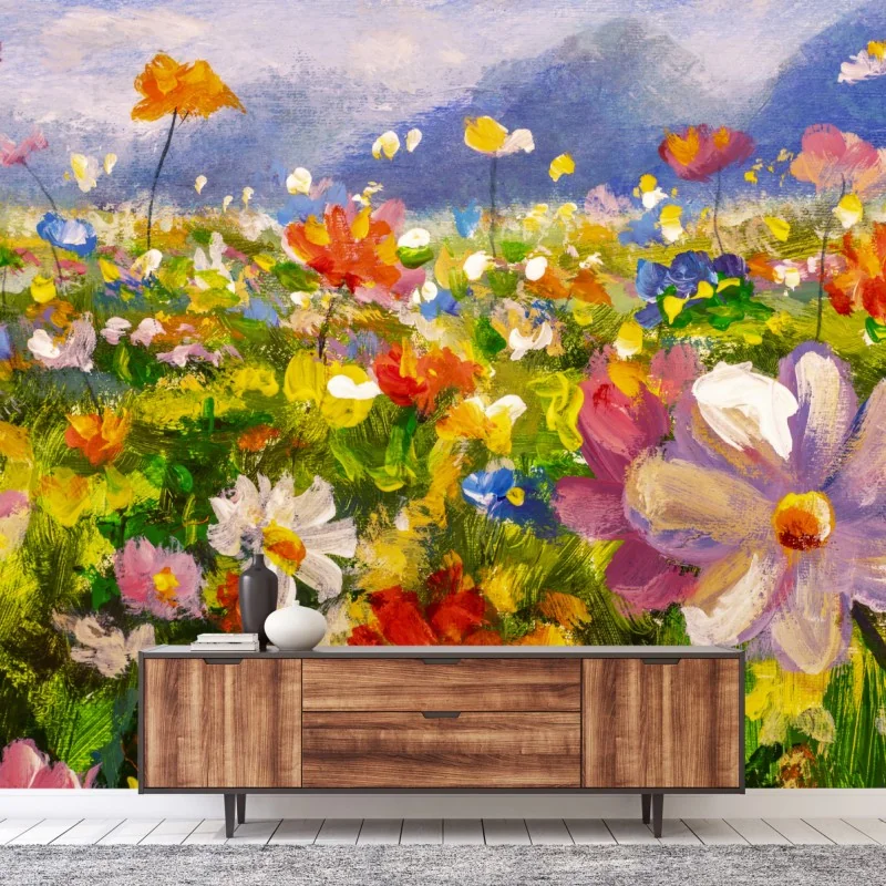Wall mural vibrant wildflower meadow