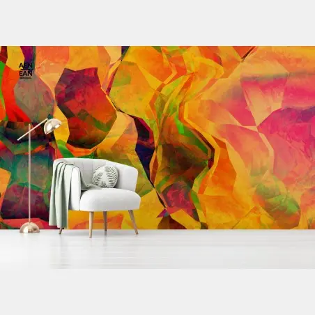 Wall mural vibrant geometric abstract art • Wallissimo®