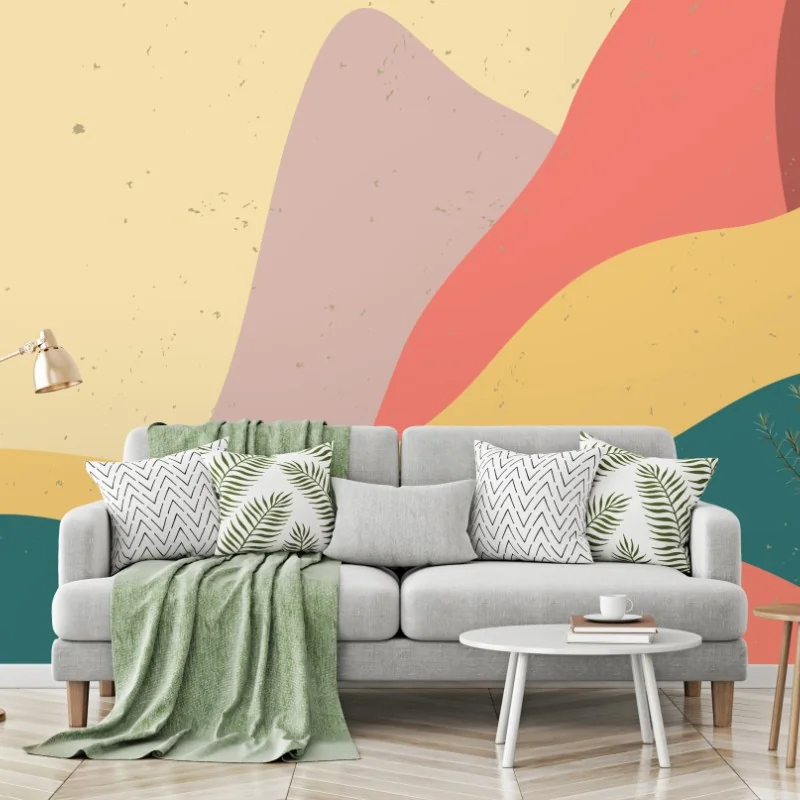 Wall mural pastel geometric mountain landscape