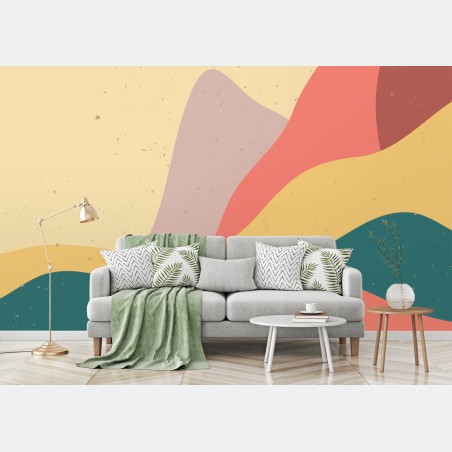 Wall mural pastel geometric mountain landscape • Wallissimo®