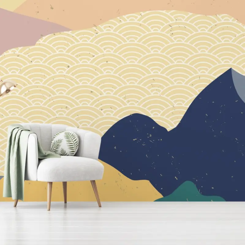 Wall mural geometric japanese mountain landscape