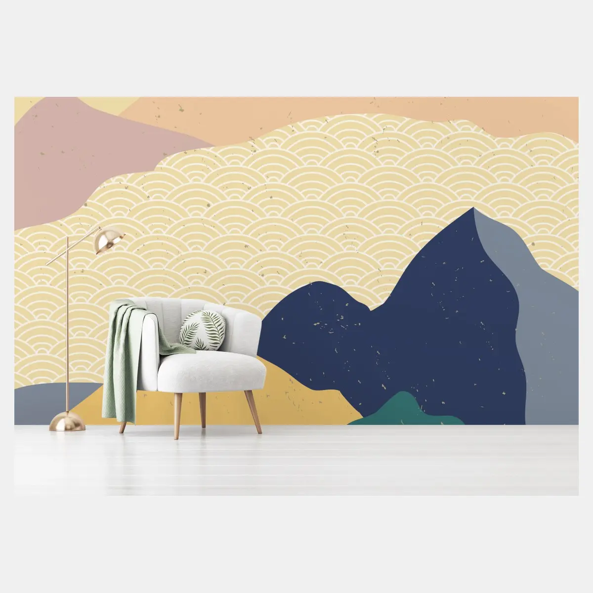 Wall mural geometric japanese mountain landscape • Wallissimo®