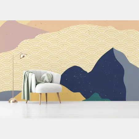 Wall mural geometric japanese mountain landscape • Wallissimo®