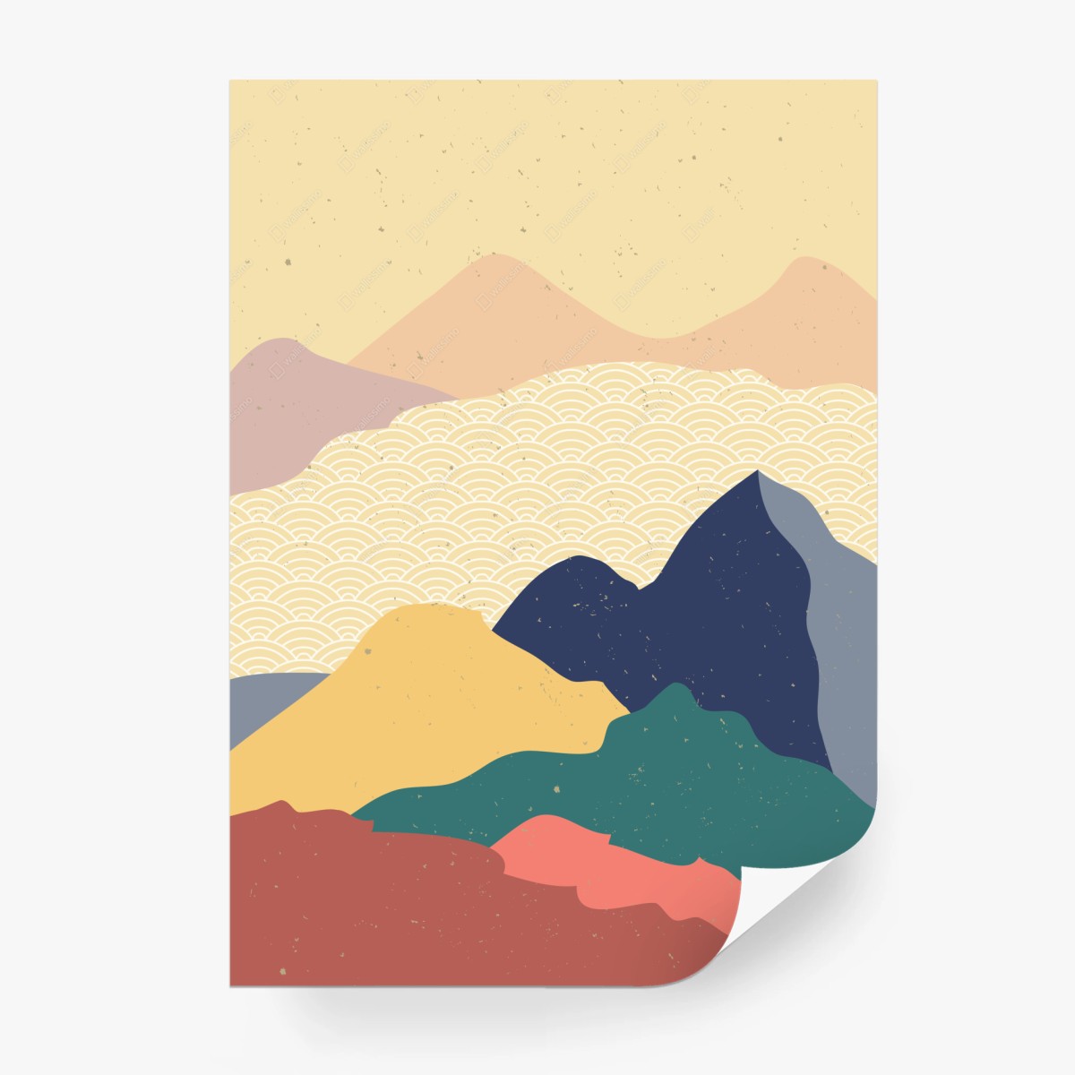 Wall mural geometric japanese mountain landscape • Wallissimo®