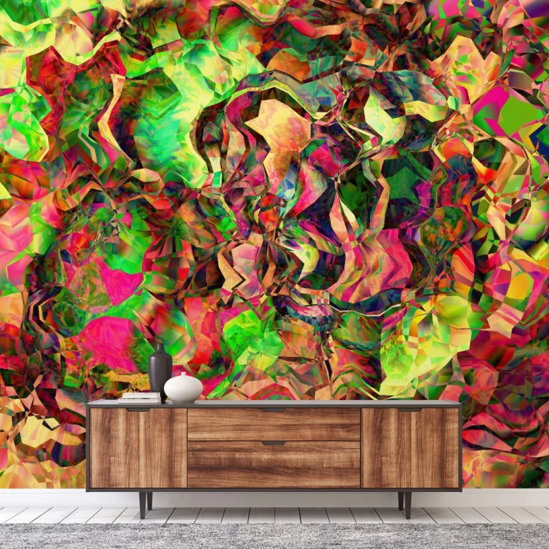 Wall mural vibrant abstract kaleidoscope pattern