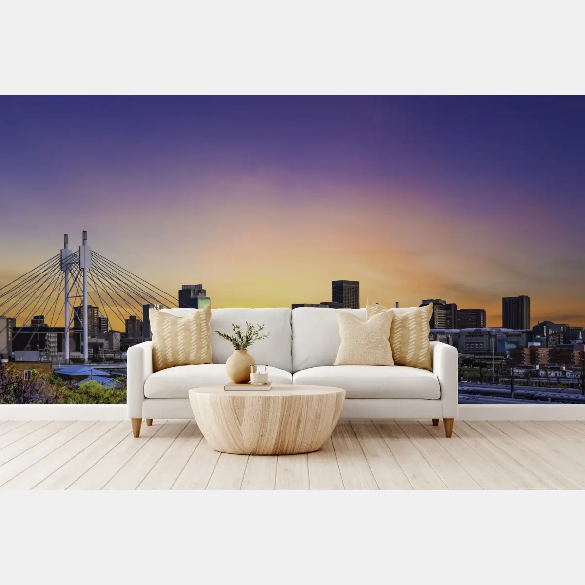 Wall mural Nelson Mandela Bridge skyline at dusk • Wallissimo®