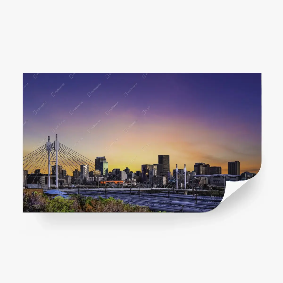 Wall mural Nelson Mandela Bridge skyline at dusk • Wallissimo®