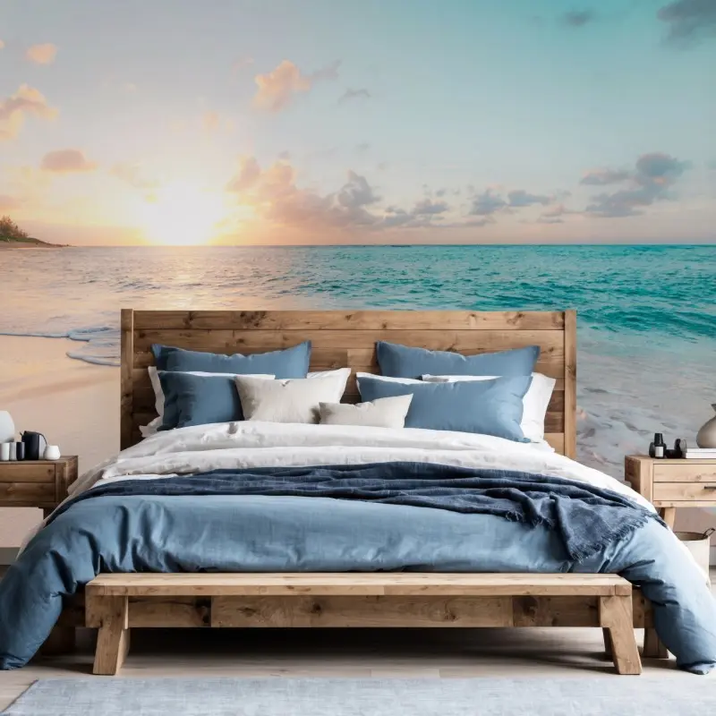 Wall mural serene turquoise beach sunrise