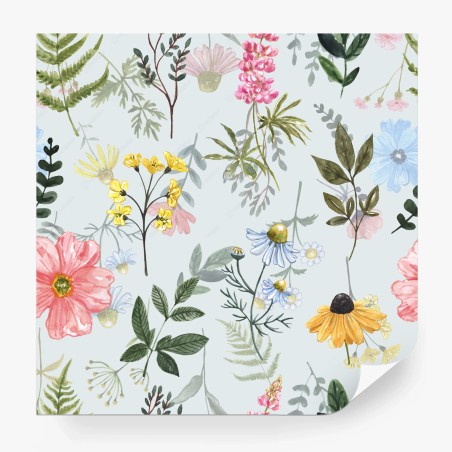 Wall mural delicate watercolor wildflower pattern • Wallissimo®