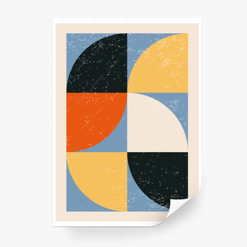 Wall mural geometric color block composition