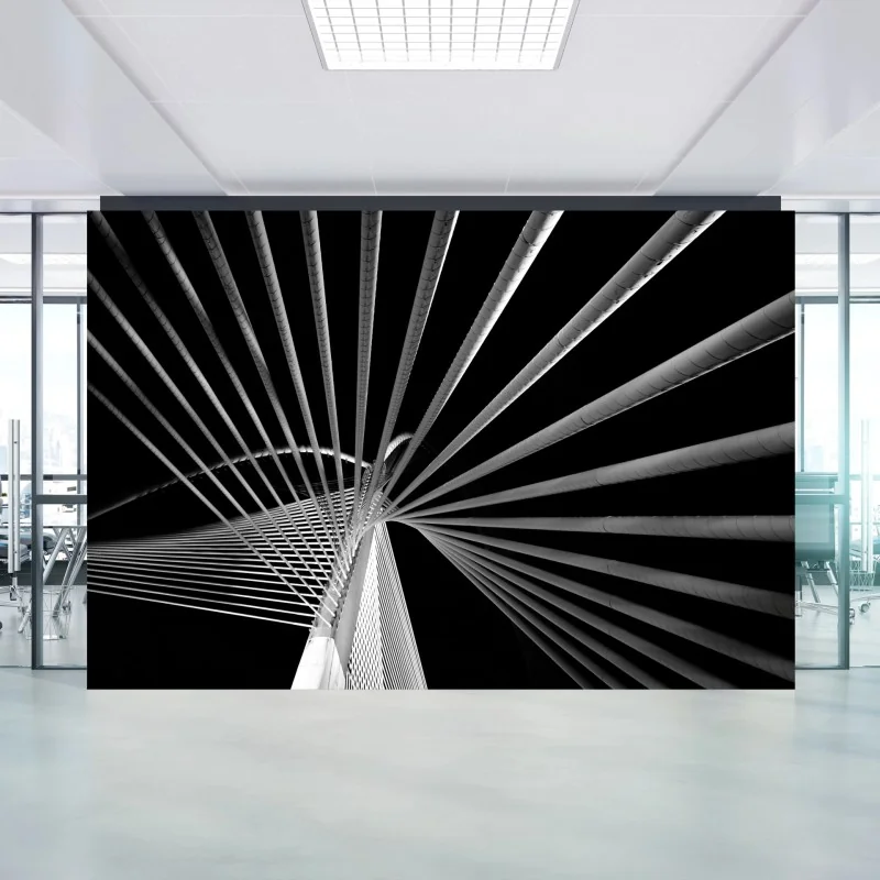 Wall mural architectural bridge lines in monochrome