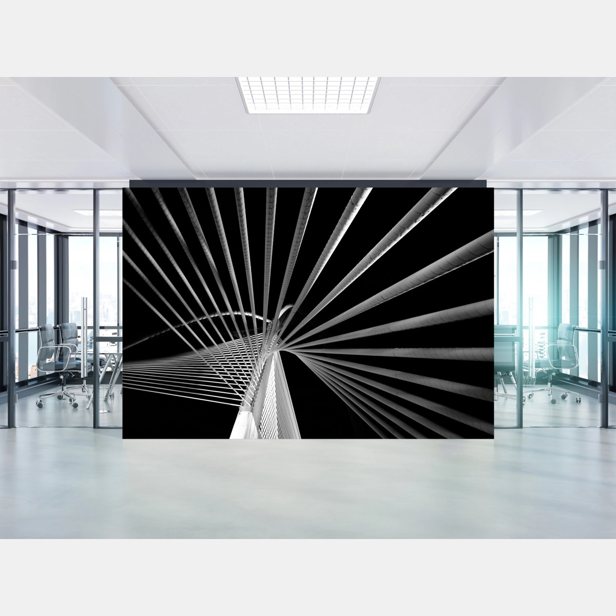 Wall mural architectural bridge lines in monochrome • Wallissimo®