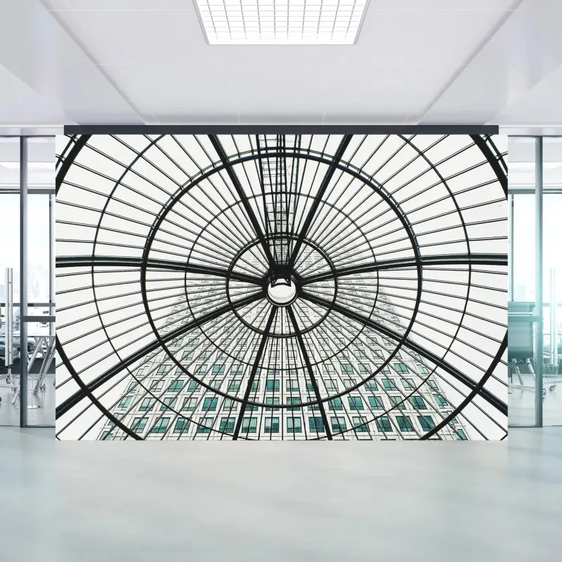 Wall mural geometric glass dome over modern tower