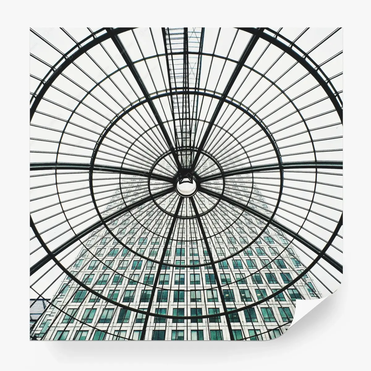 Wall mural geometric glass dome over modern tower • Wallissimo®