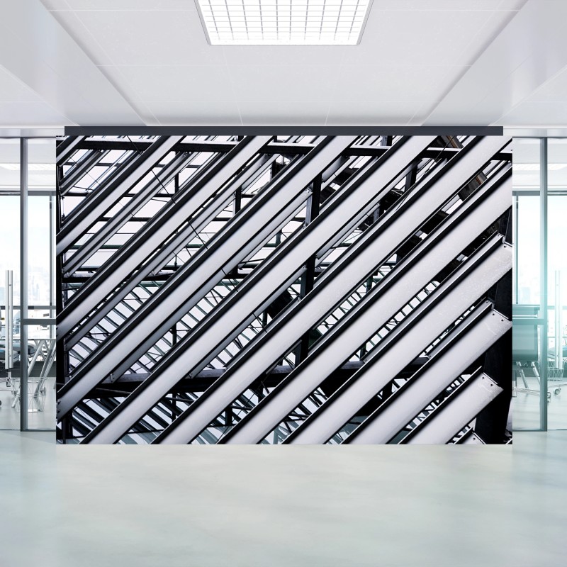 Wall mural diagonal metal beams geometric pattern