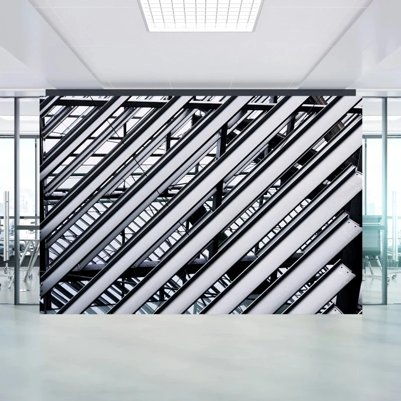 Wall mural diagonal metal beams geometric pattern