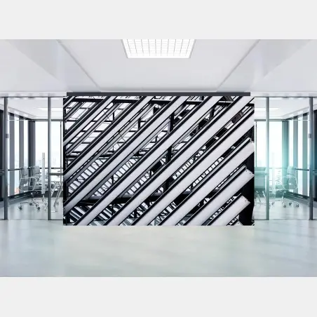 Wall mural diagonal metal beams geometric pattern • Wallissimo®
