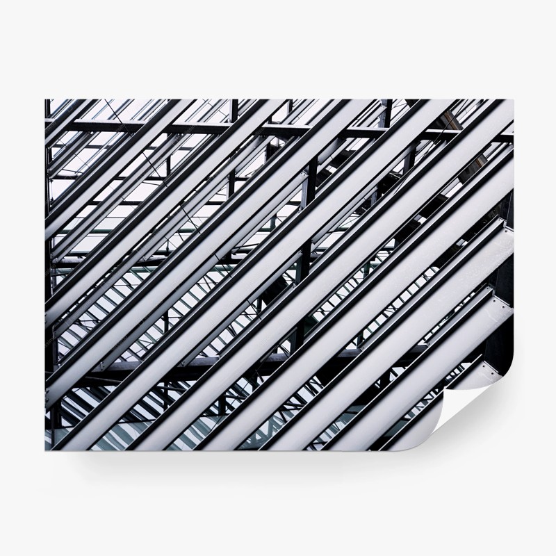 Wall mural diagonal metal beams geometric pattern