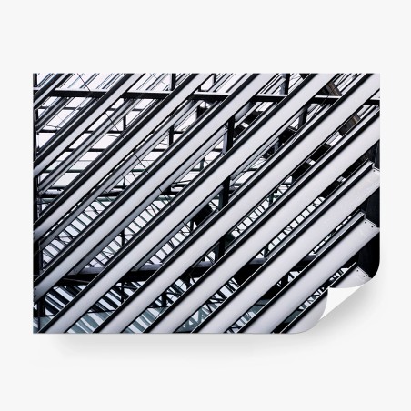 Wall mural diagonal metal beams geometric pattern • Wallissimo®