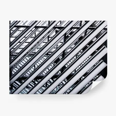 Wall mural diagonal metal beams geometric pattern • Wallissimo®