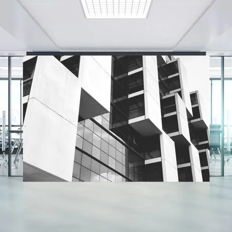 Wall mural geometric modern architecture in monochrome
