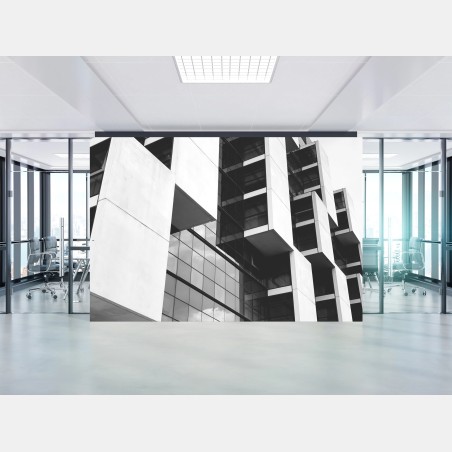 Wall mural geometric modern architecture in monochrome • Wallissimo®