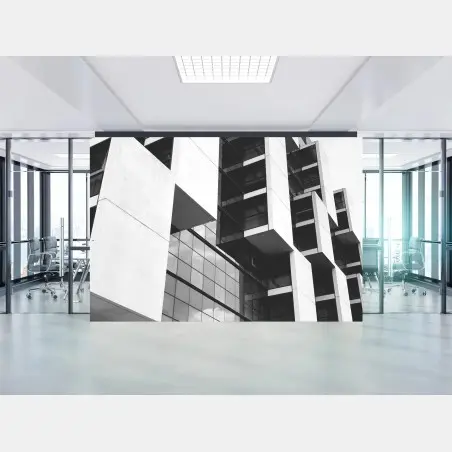 Wall mural geometric modern architecture in monochrome • Wallissimo®