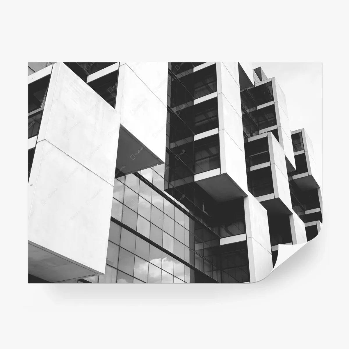 Wall mural geometric modern architecture in monochrome • Wallissimo®