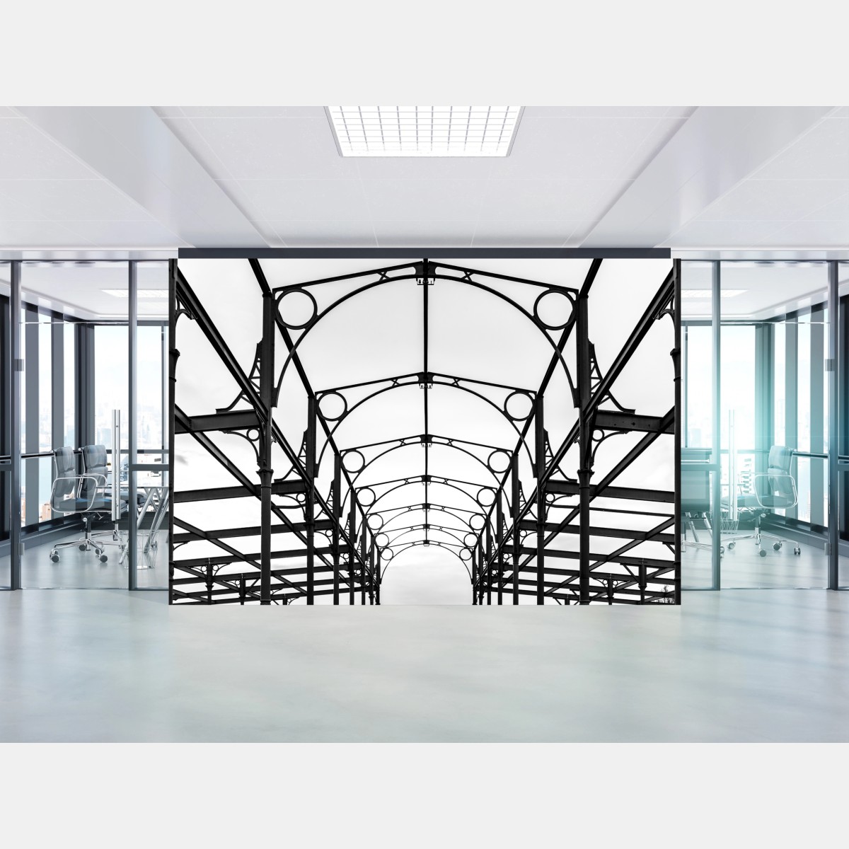 Wall mural industrial iron arches architectural study • Wallissimo®