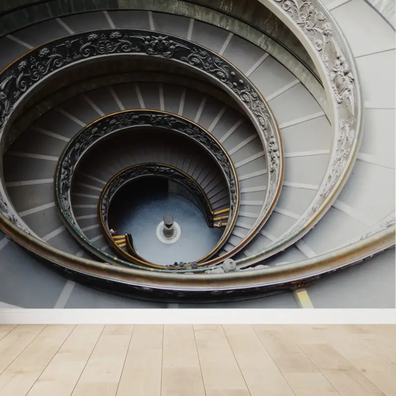 Wall mural ornate spiral staircase top view