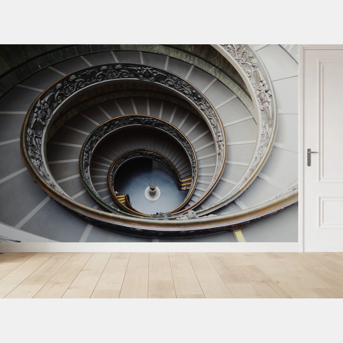 Wall mural ornate spiral staircase top view • Wallissimo®