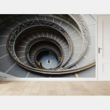 Wall mural ornate spiral staircase top view • Wallissimo®