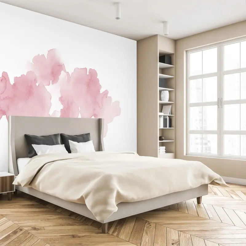 Wall mural soft pink watercolor bloom