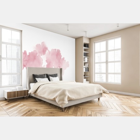 Wall mural soft pink watercolor bloom • Wallissimo®