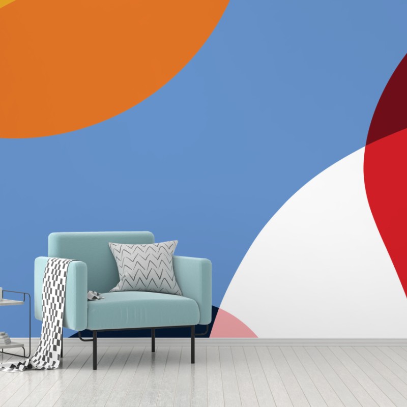 Wall mural bold geometric color composition