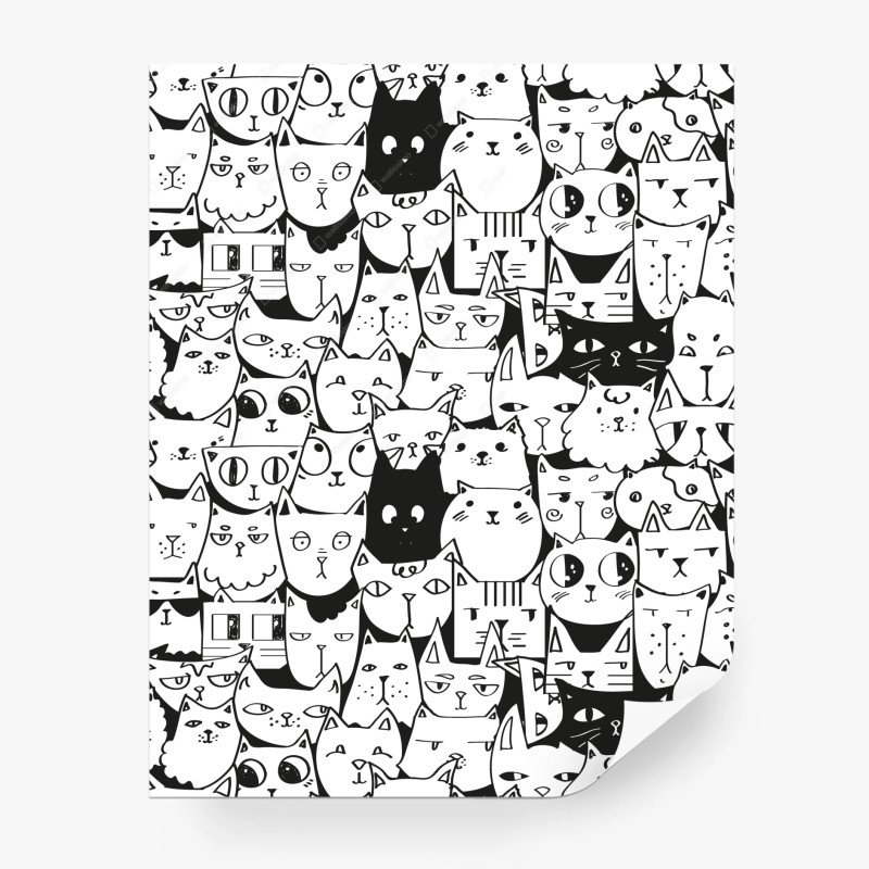 Wall mural playful cat pattern