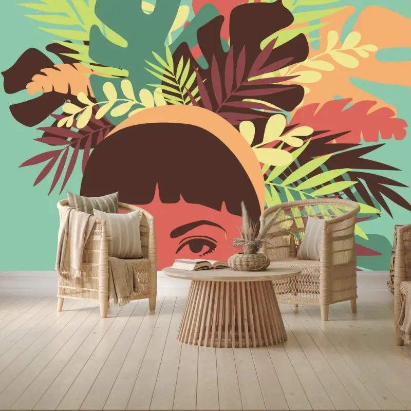 Wall mural tropical floral portrait