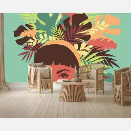 Wall mural tropical floral portrait • Wallissimo®