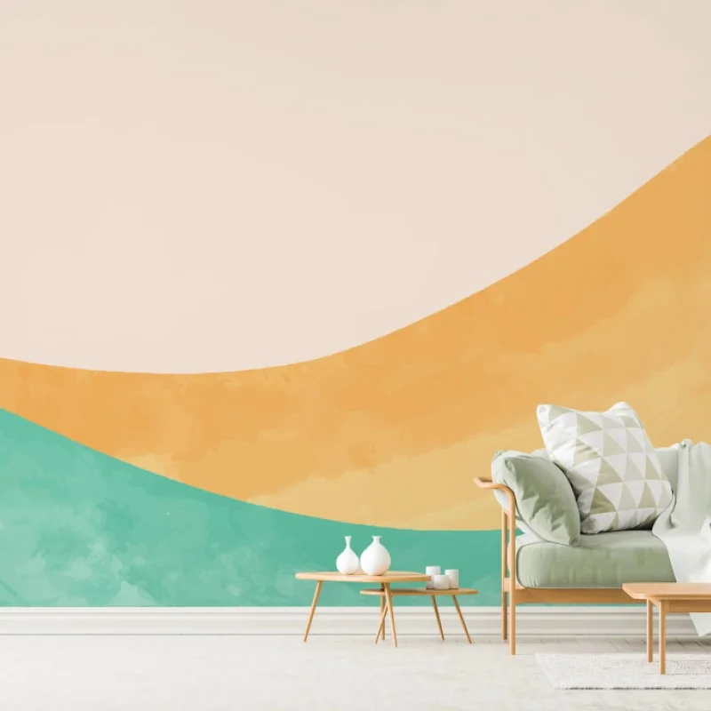 Wall mural gentle watercolor waves