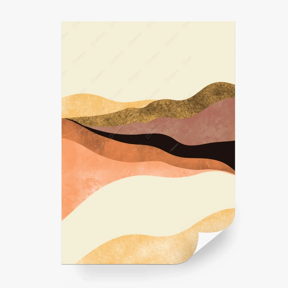 Wall mural earthy layered waves abstract print • Wallissimo® Wall mural earthy layered waves abstract print • Wallissimo®